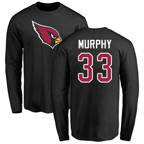 Arizona Cardinals Men Black Byron Murphy Name And Number Logo NFL Football #33 Long Sleeve T Shirt